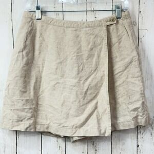 Dockers Women's Beige Linen Cotton Blend Wrap Front Skort Size 8